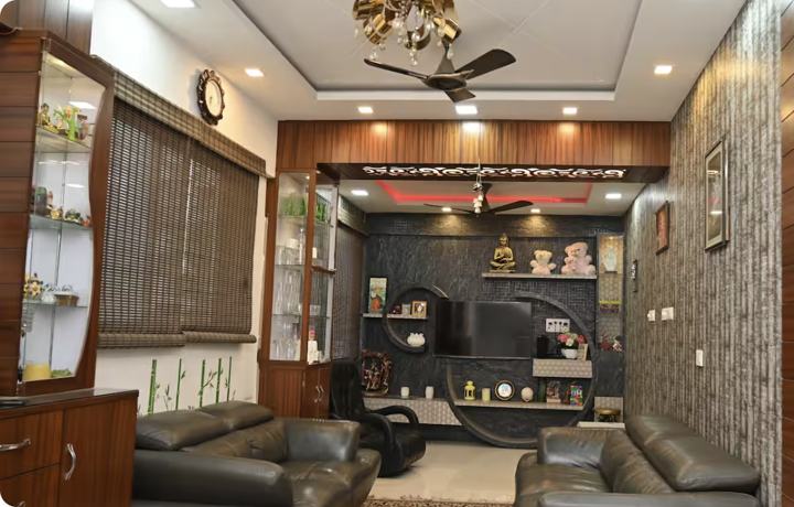 Private AC room with washroom, living area